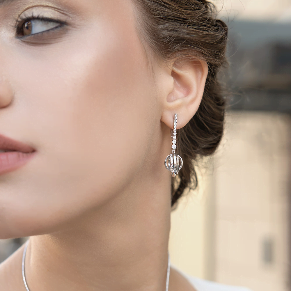 Серьги с английским замком из серебра с фианитами 02-5142-00-401-0200