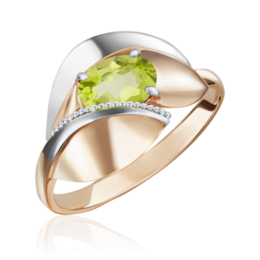 Кольцо из комбинированного золота с хризолитом 01-5081-00-205-1111-46