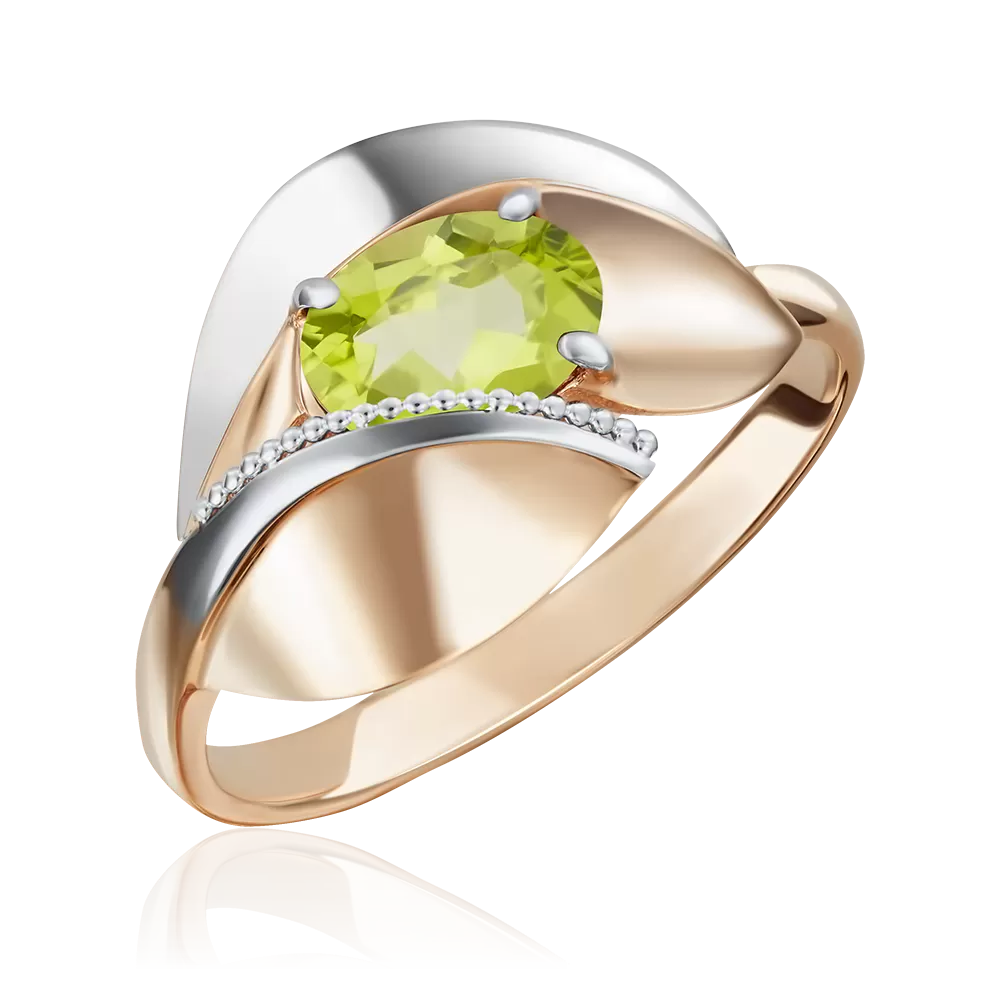 Кольцо из комбинированного золота с хризолитом 01-5081-00-205-1111-46