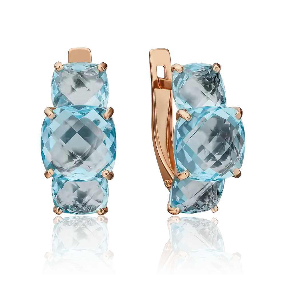 Серьги с английским замком из красного золота с топазами 02-4556-00-201-1110-46