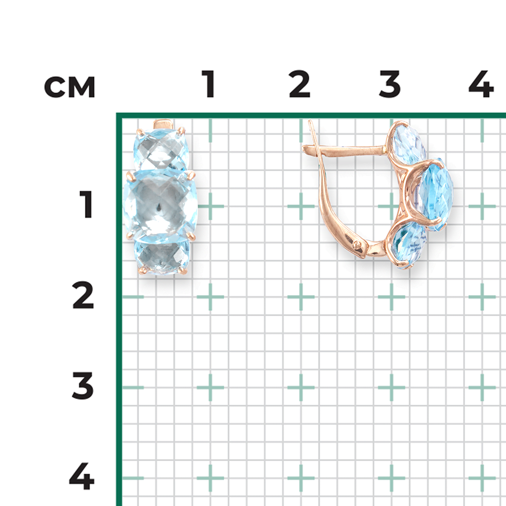 Серьги с английским замком из красного золота с топазами 02-4556-00-201-1110-46
