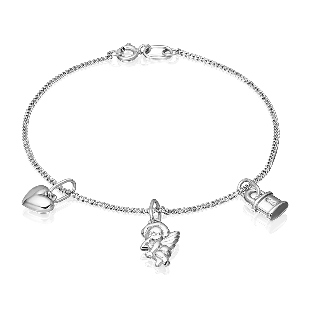 Браслет панцирного плетения с набором подвесок «Любовь» из серебра 16-0003-00-000-0200