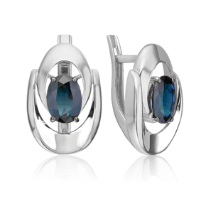Серьги с английским замком из белого золота с сапфиром 02-5468-00-102-1120