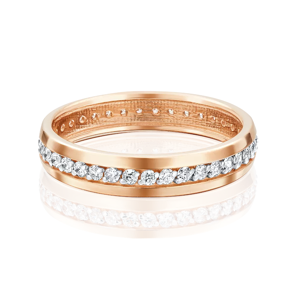 Обручальное кольцо из красного золота с фианитами 01-3268-00-401-1110-24