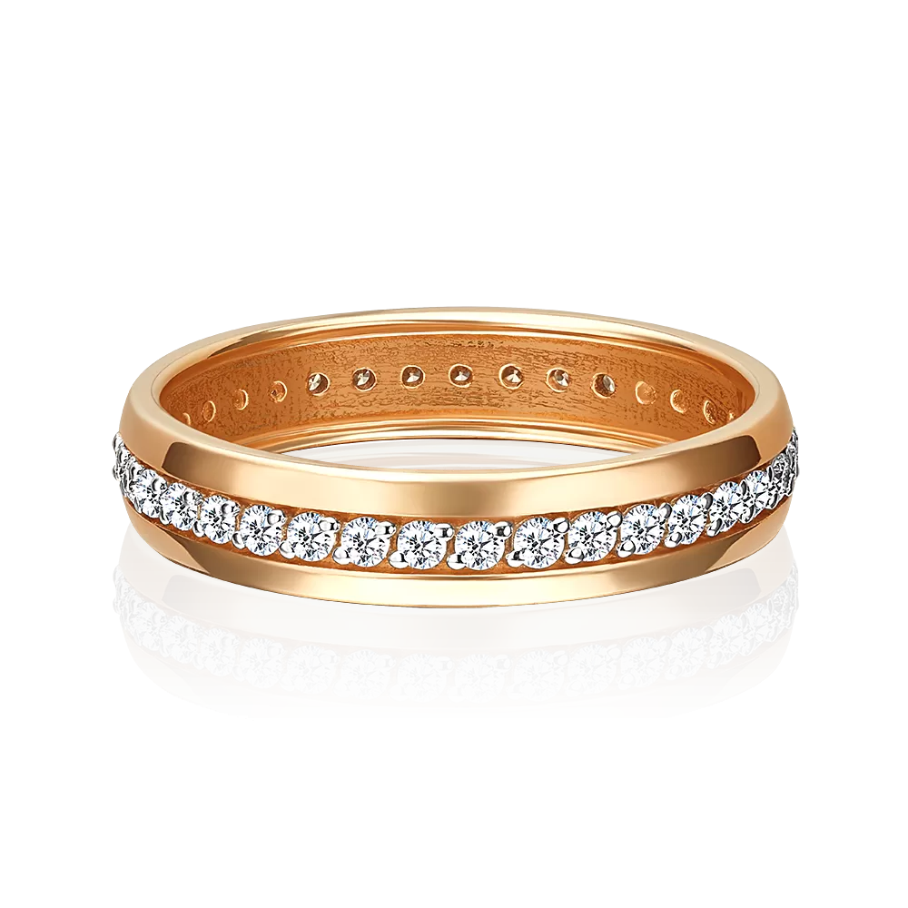 Обручальное кольцо из красного золота с бриллиантами 01-1062-00-101-1110-30