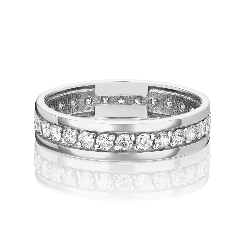 Обручальное кольцо из белого золота с бриллиантами 01-1065-00-101-1120-30