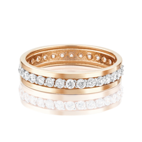 Обручальное кольцо из красного золота с фианитами 01-3270-00-401-1110-24