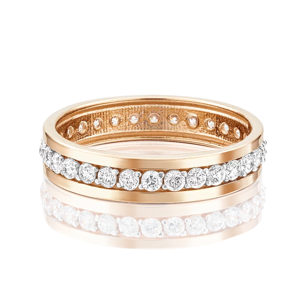 Обручальное кольцо из красного золота с фианитами 01-3270-00-401-1110-24