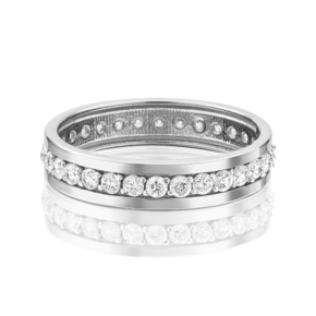 Обручальное кольцо из белого золота с фианитами 01-3271-00-401-1120-24