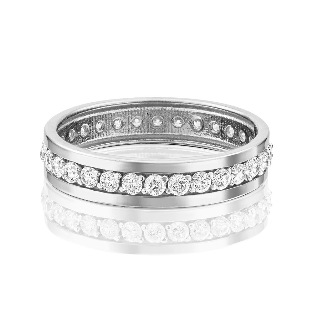 Обручальное кольцо из белого золота с фианитами 01-3271-00-401-1120-24