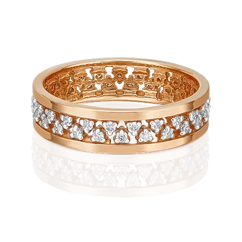 Обручальное кольцо из красного золота с бриллиантами 01-1066-00-101-1110-30