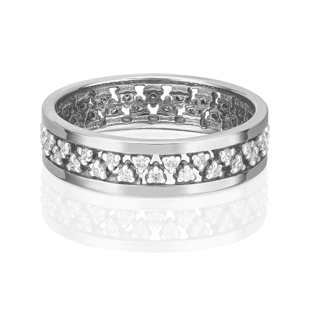 Обручальное кольцо из белого золота с бриллиантами 01-1067-00-101-1120-30