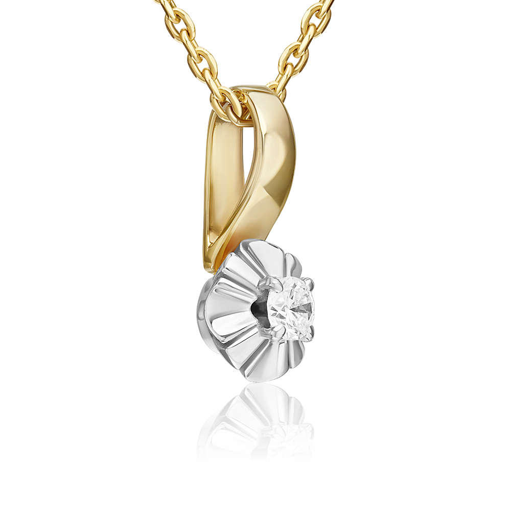 Подвеска из комбинированного золота с бриллиантом 03-3518-00-101-1121