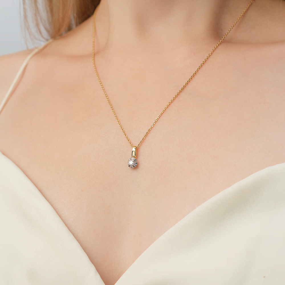 Подвеска из комбинированного золота с бриллиантом 03-3518-00-101-1121