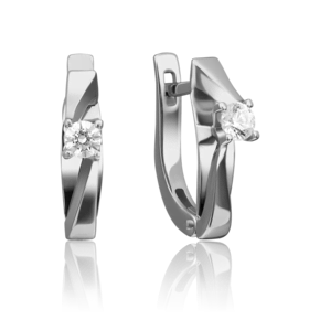 Серьги с английским замком из белого золота с бриллиантом 02-4292-00-101-1120