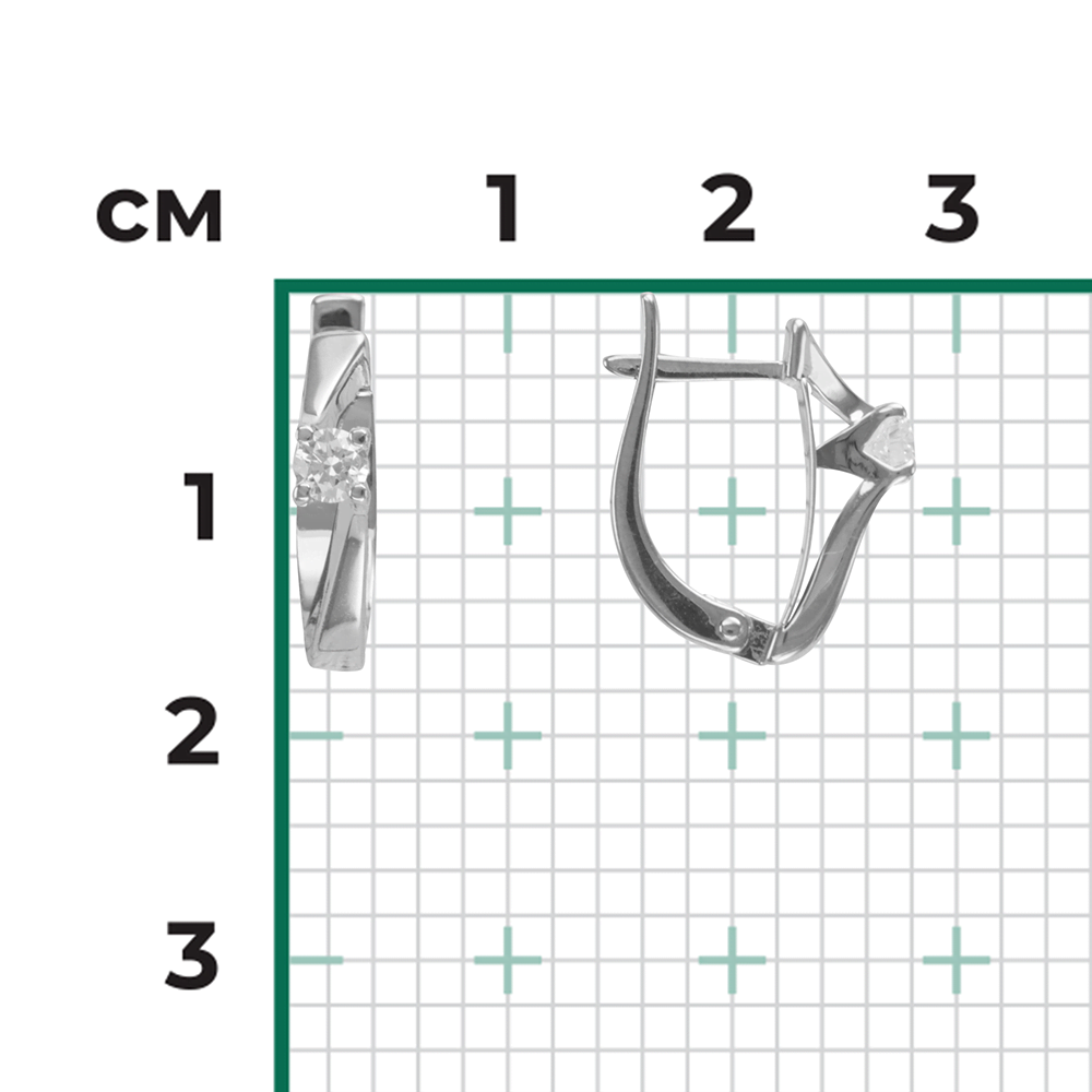 Серьги с английским замком из белого золота с бриллиантом 02-4292-00-101-1120