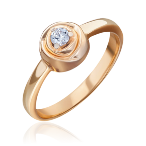Помолвочное кольцо «Бутон» из красного золота с бриллиантом 01-5000-00-101-1110-30