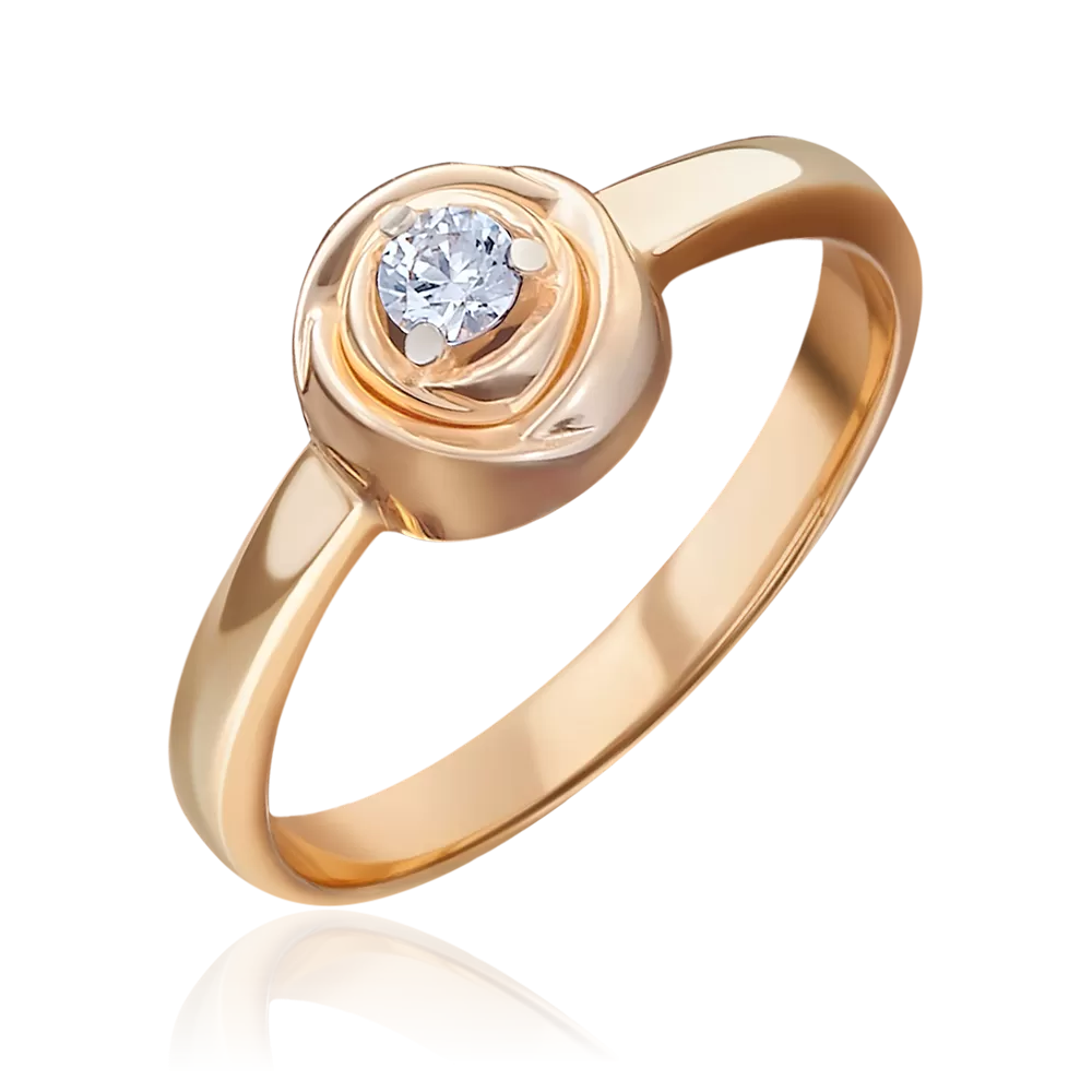 Помолвочное кольцо «Бутон» из красного золота с бриллиантом 01-5000-00-101-1110-30