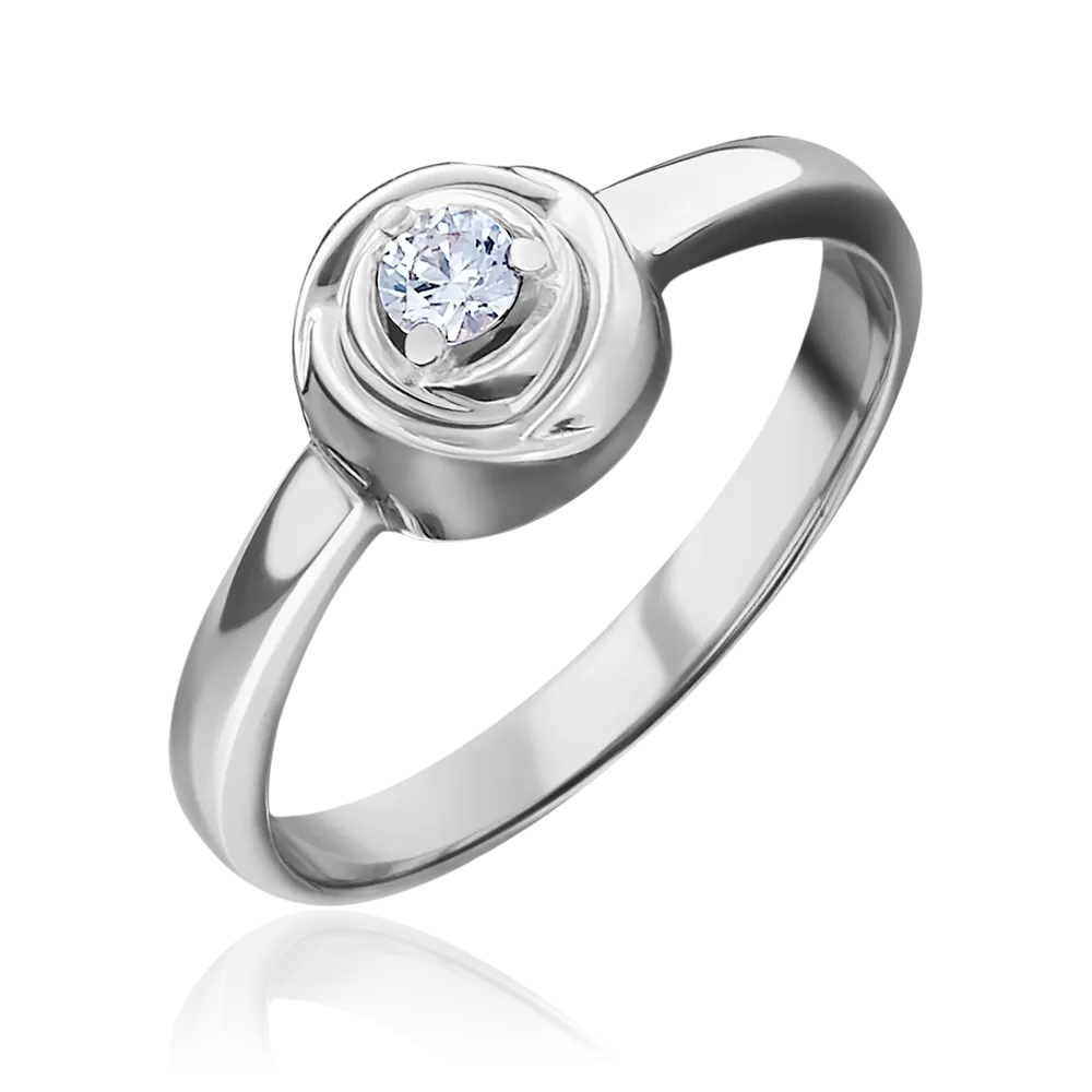 Помолвочное кольцо «Бутон» из белого золота с бриллиантом 01-5000-00-101-1120-30