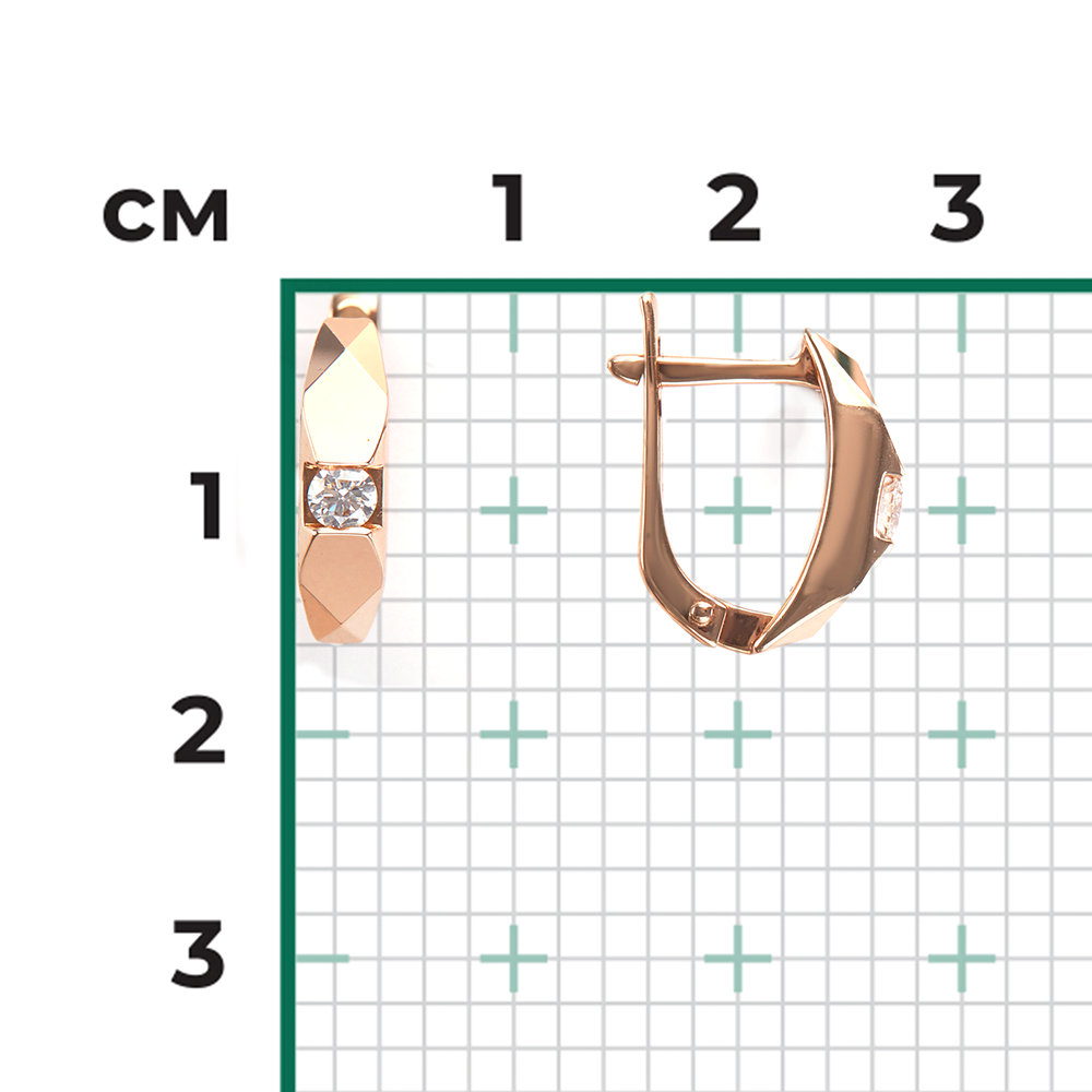 Серьги с английским замком из красного золота с бриллиантом 02-3887-00-101-1110-30