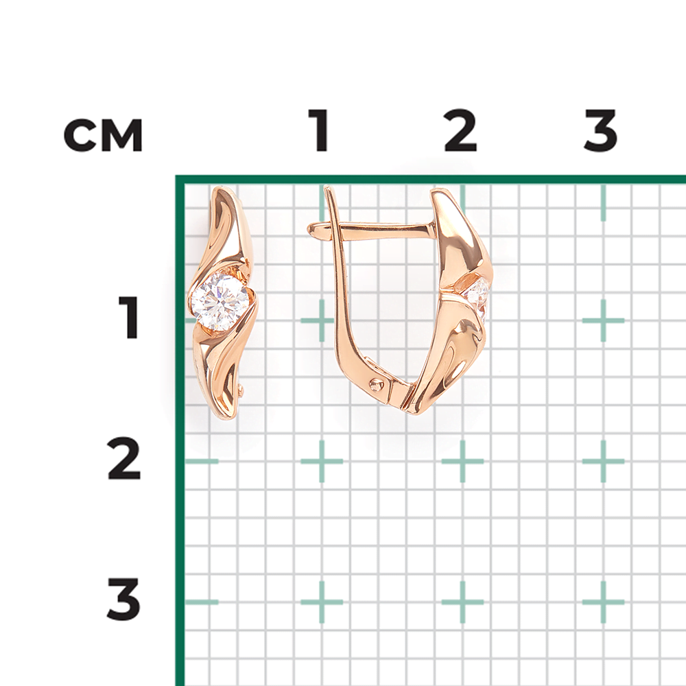Серьги с английским замком из красного золота с бриллиантом 02-3888-00-101-1110-30