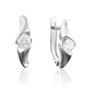 Серьги с английским замком из белого золота с бриллиантом 02-3888-00-101-1120-30