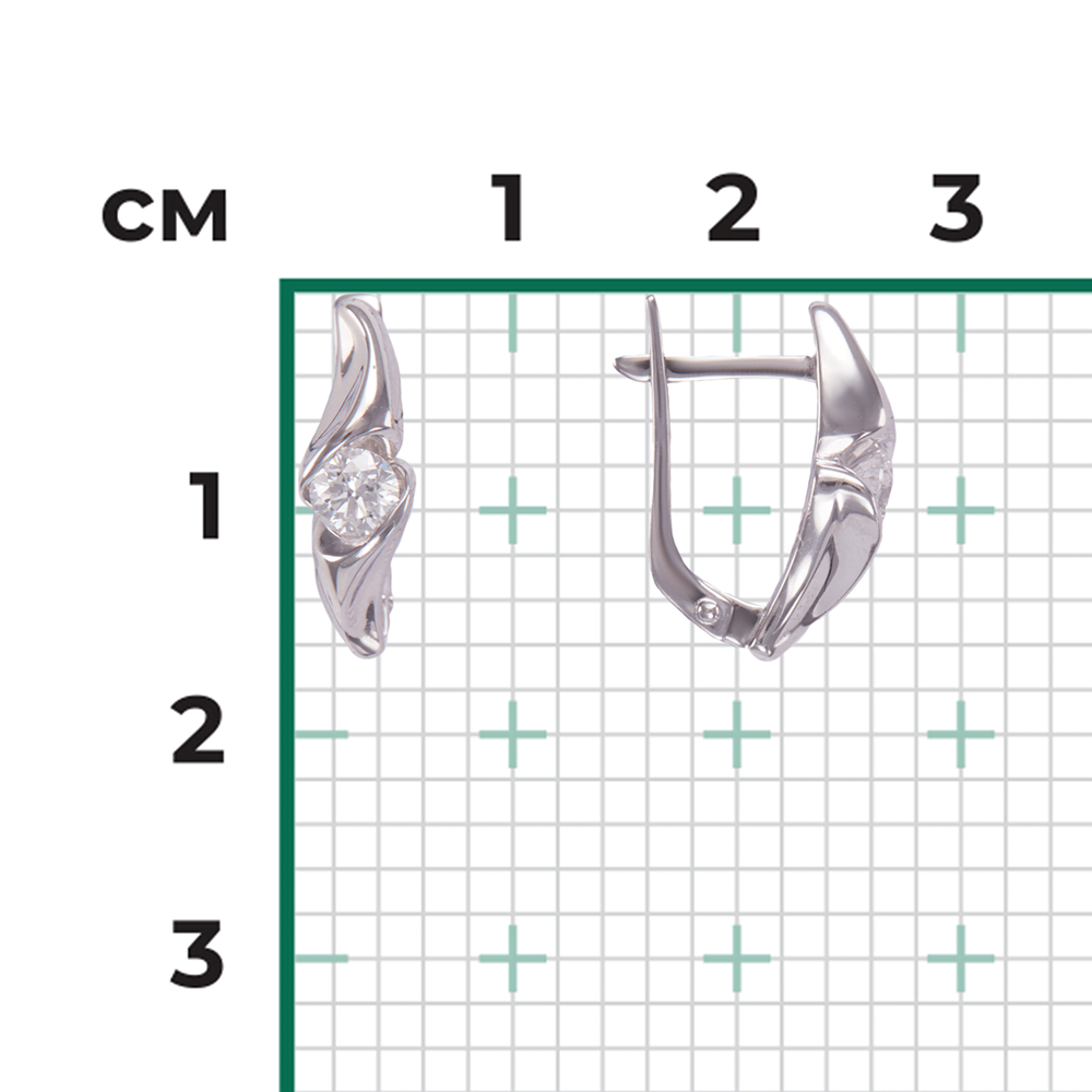 Серьги с английским замком из белого золота с бриллиантом 02-3888-00-101-1120-30