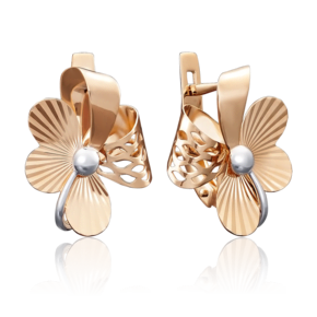 Серьги «Ромашки» с английским замком из красного золота 02-3890-00-000-1110-48
