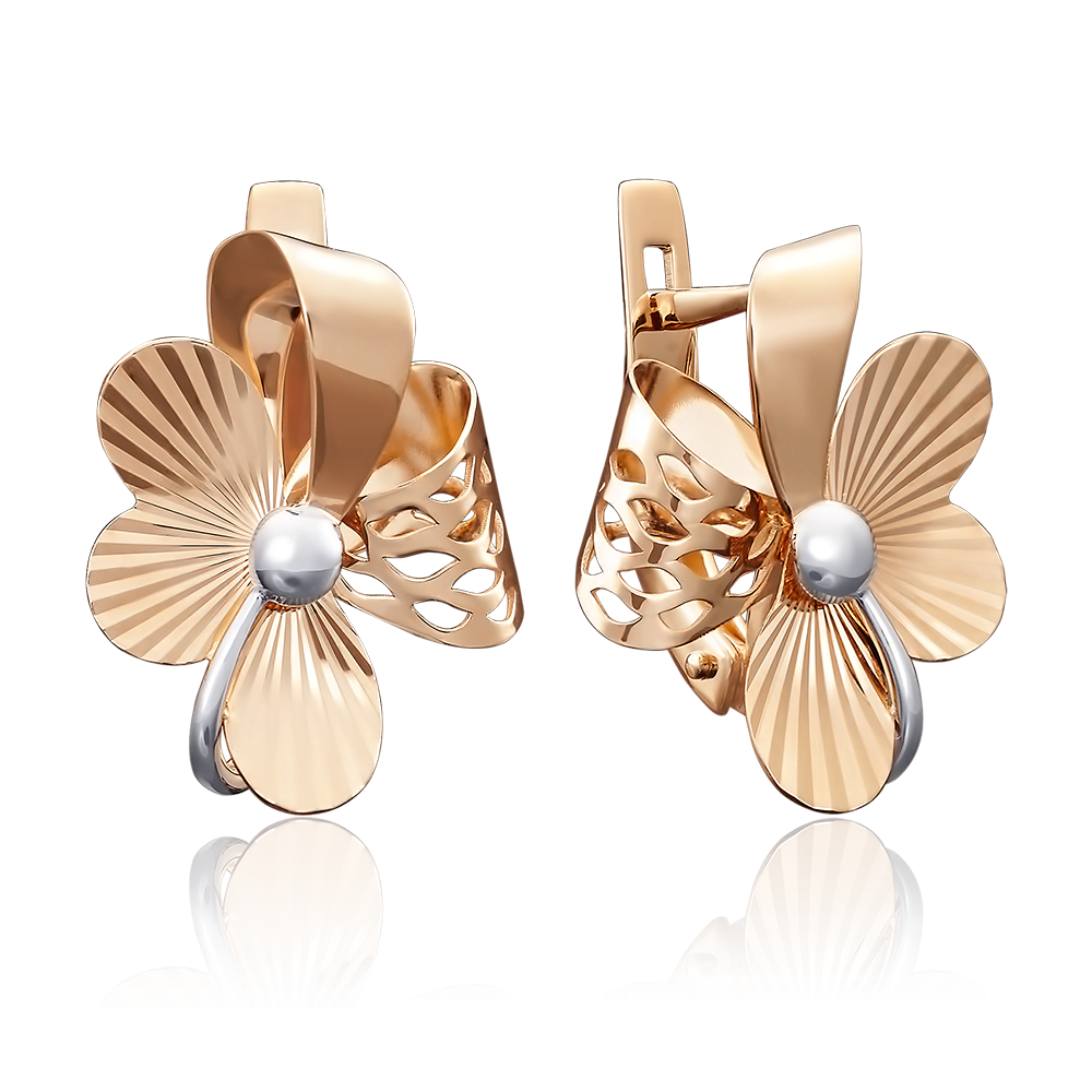 Серьги «Ромашки» с английским замком из красного золота 02-3890-00-000-1110-48