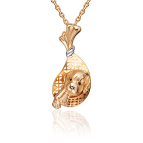 Подвеска «Щенок» из красного золота с эмалью 03-2649-00-000-1110-48