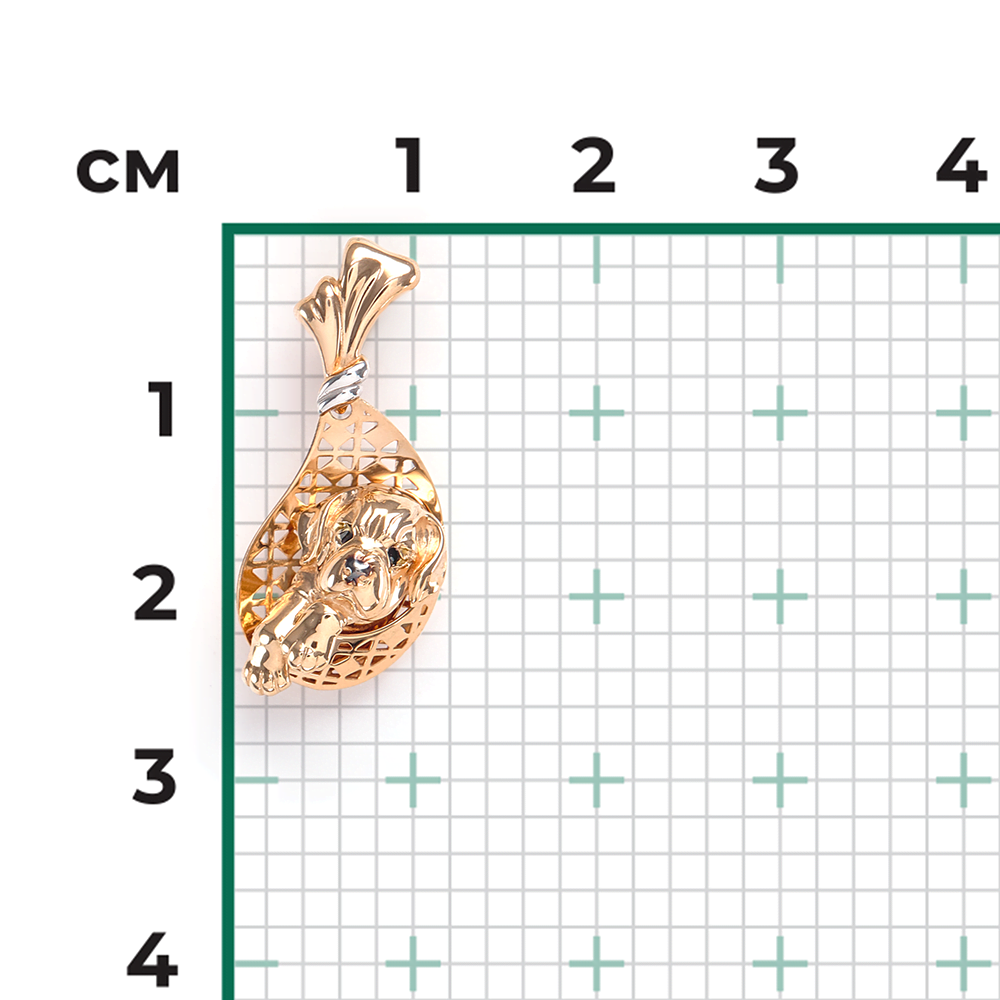 Подвеска «Щенок» из красного золота с эмалью 03-2649-00-000-1110-48