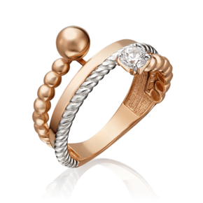 Кольцо из красного золота с фианитом 01-5345-00-501-1110-38