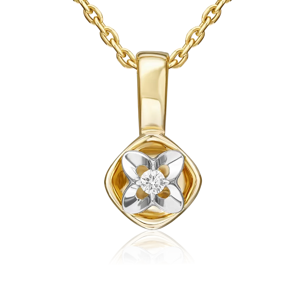 Подвеска из комбинированного золота с бриллиантом 03-3520-00-101-1121