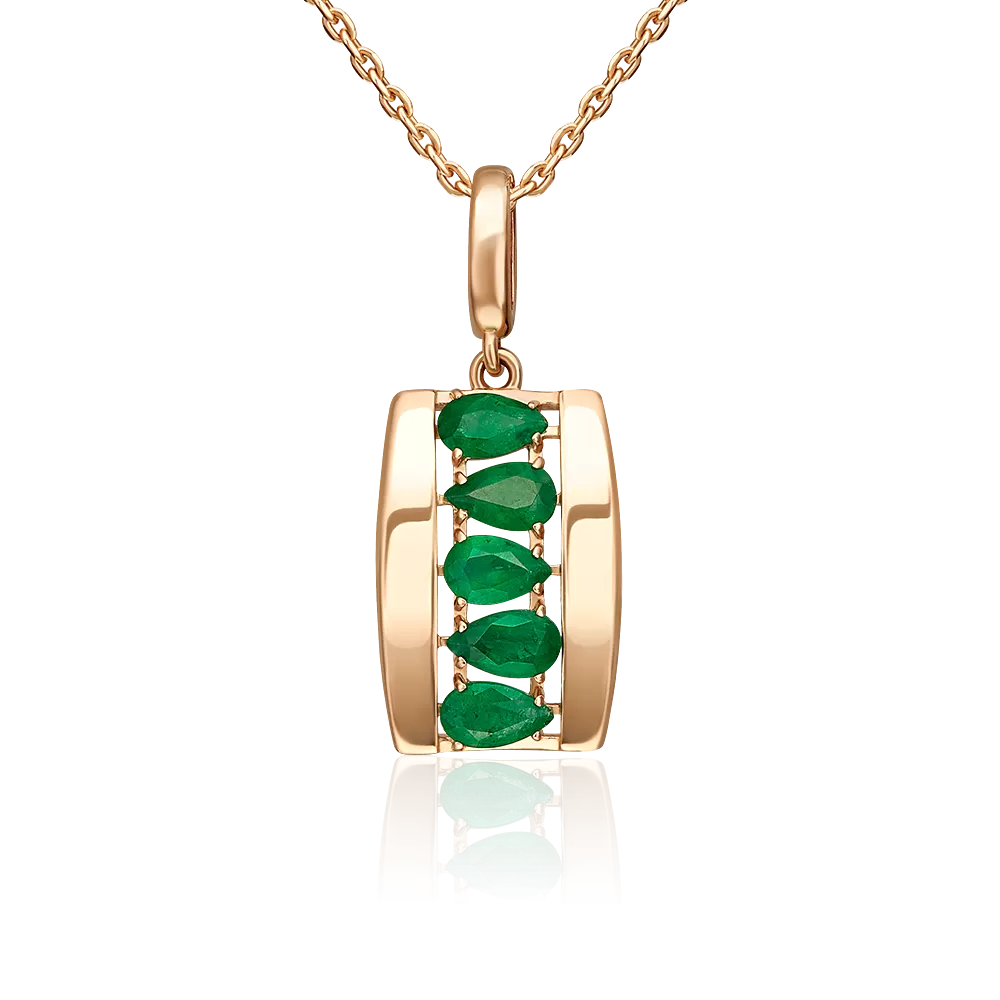 Подвеска из красного золота с изумрудами 03-3615-00-103-1110