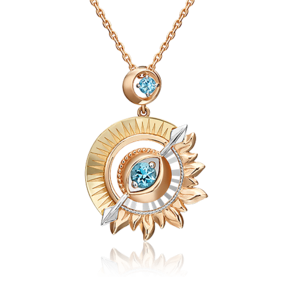 Подвеска «Два солнца» из комбинированного золота с топазами 03-3255-00-201-1140-76