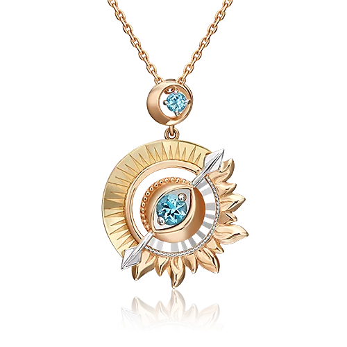 Подвеска «Два солнца» из комбинированного золота с топазами 03-3255-00-201-1140-76