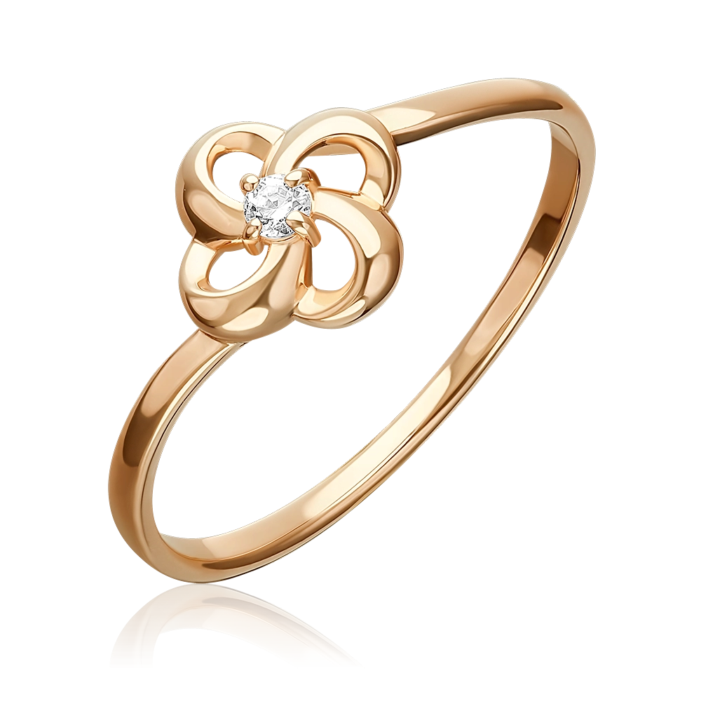 Кольцо из красного золота с фианитом 01-5942-00-401-1110