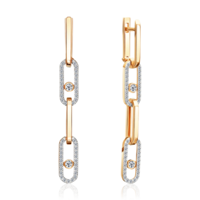 Серьги с английским замком из красного золота с бриллиантами 02-5551-00-101-1110