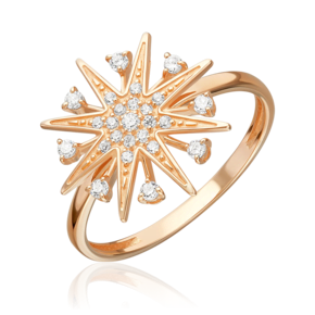 Кольцо «Звезда» из красного золота с фианитами 01-5970-00-401-1110