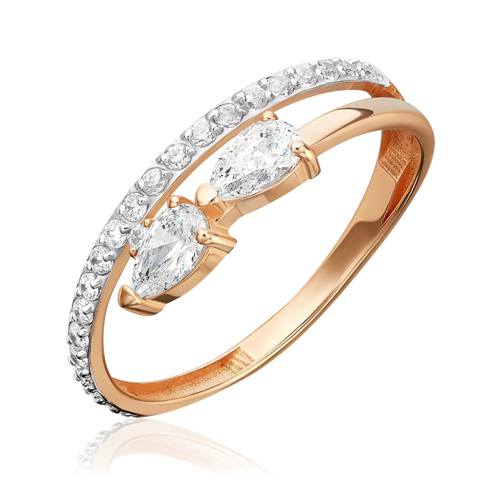 Кольцо из красного золота с фианитами 01-6001-00-401-1110