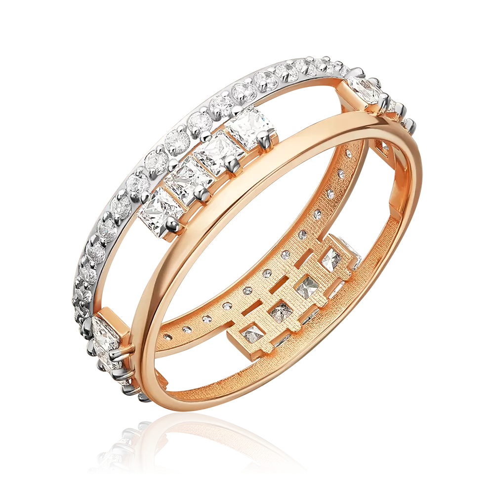 Кольцо из красного золота с фианитами 01-6004-00-401-1110