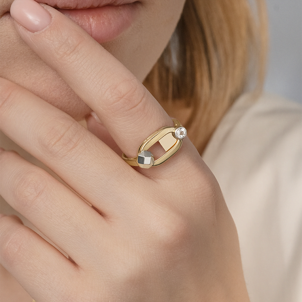 Кольцо из комбинированного золота с натуральным топазом white 01-5625-00-201-1121