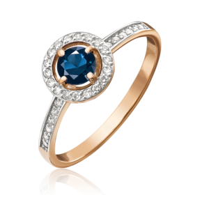 Кольцо из красного золота с сапфиром и бриллиантами