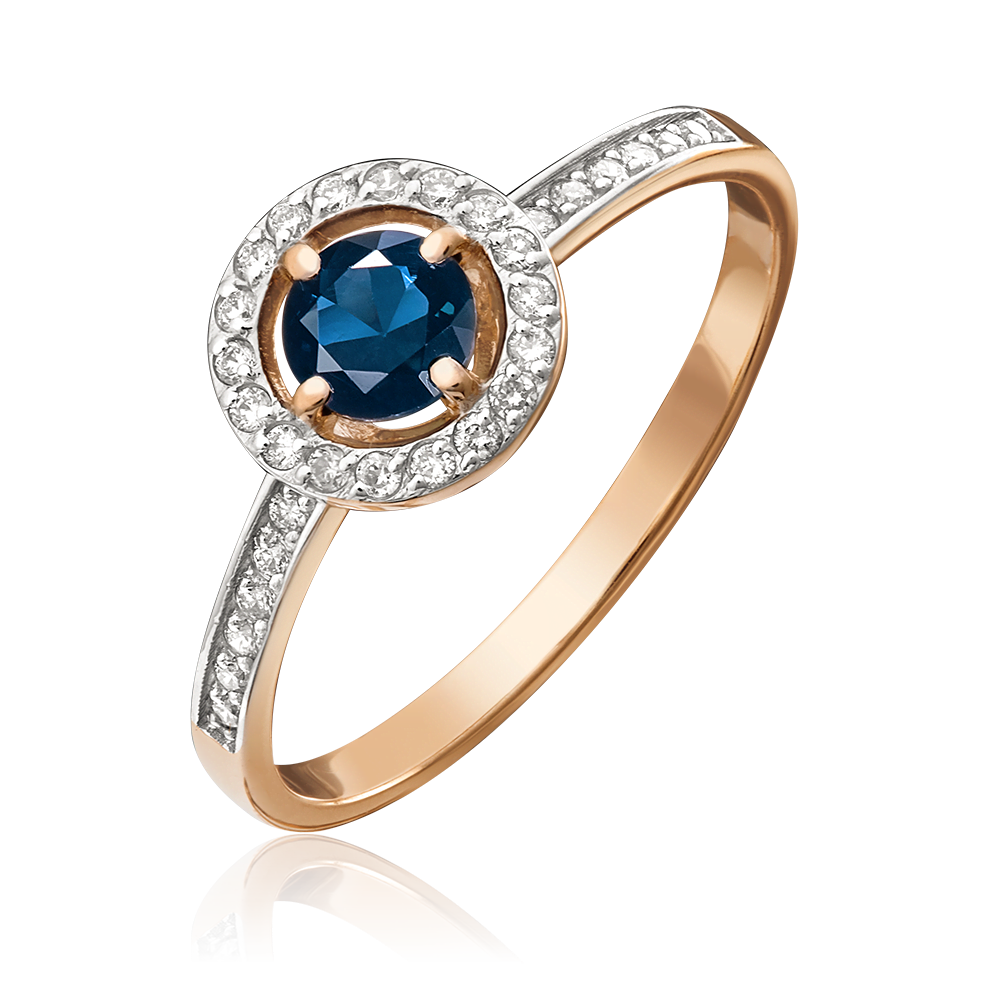 Кольцо из красного золота с сапфиром и бриллиантами 01-1277-00-105-1110-30