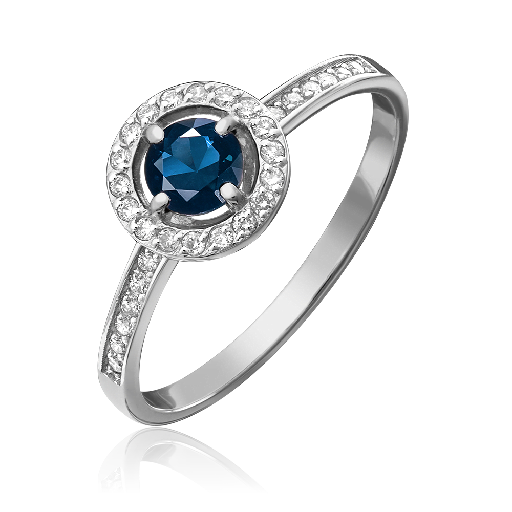 Кольцо из белого золота с сапфиром и бриллиантами 01-1278-00-105-1120-30