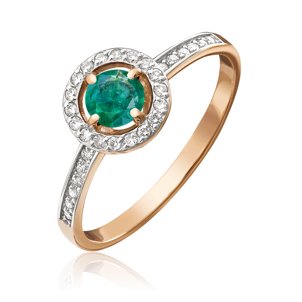 Кольцо из красного золота с изумрудом и бриллиантами 01-1277-00-106-1110-30
