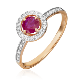 Кольцо из красного золота с рубином и бриллиантами 01-1277-00-107-1110-30