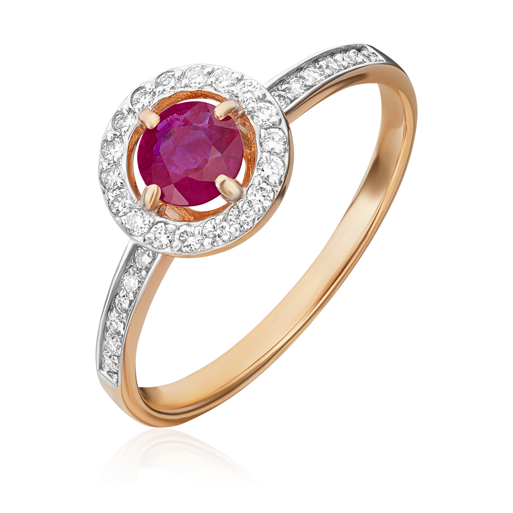 Кольцо из красного золота с рубином и бриллиантами 01-1277-00-107-1110-30