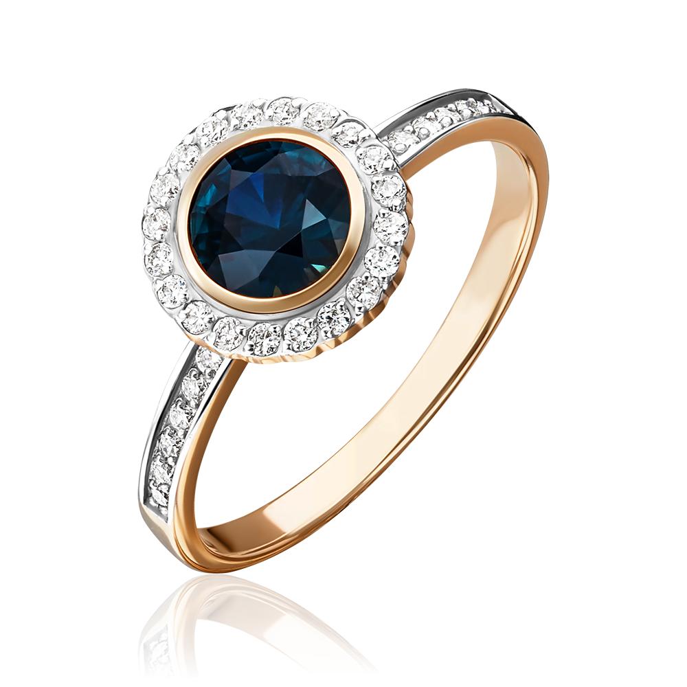 Кольцо из красного золота с сапфиром и бриллиантами 01-1279-00-105-1110-30