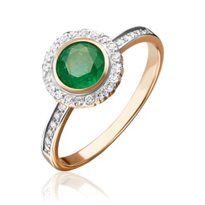 Кольцо из красного золота с изумрудом и бриллиантами 01-1279-00-106-1110-30